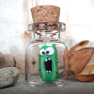 Miniature Glass Screaming Pickle in a Bottle