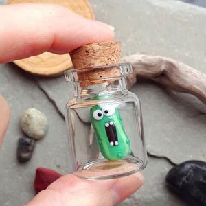 Miniature Glass Screaming Pickle in a Bottle