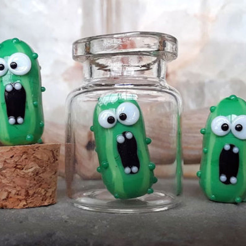 Miniature Glass Screaming Pickle in a Bottle