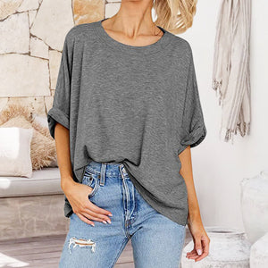 Round Neckline Oversized Midi Length Boxy Tee