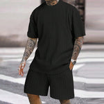 Men's Solid Textured Shorts Set