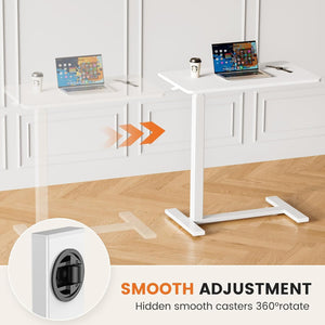 SAKER Hidden Casters Adjustable Bedside Table