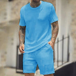 Men's Solid Textured Shorts Set