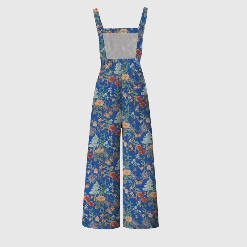 Floral Button Wide Leg Jumpsuit