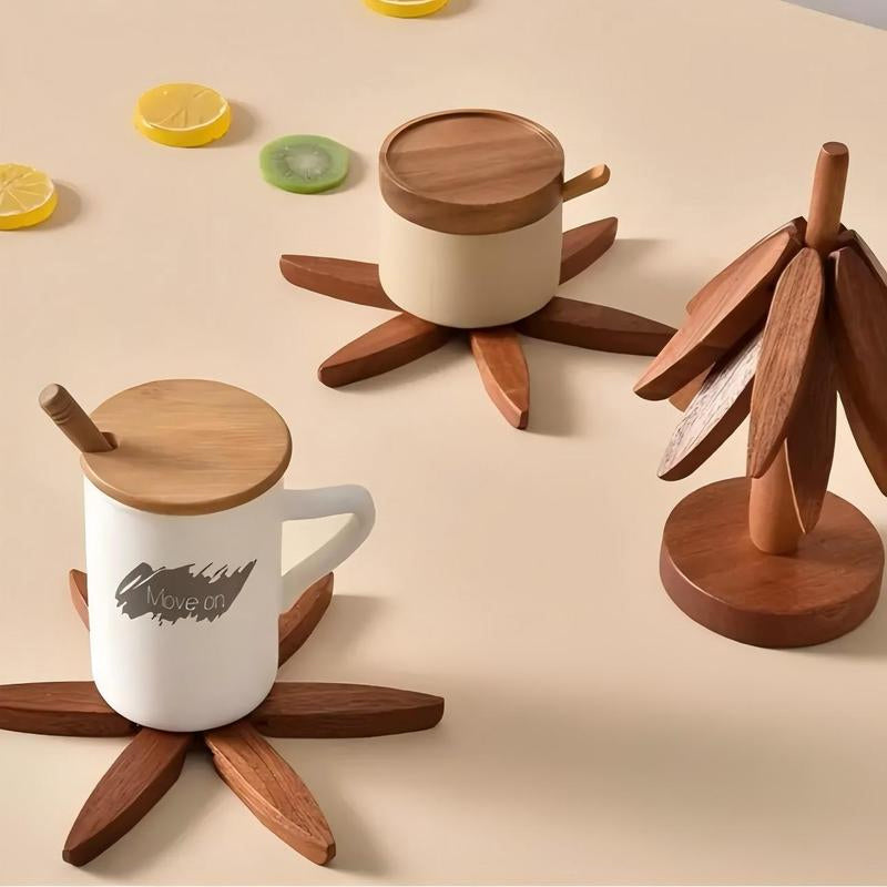 Wooden Leaves Design Coaster