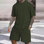 Men's Solid Textured Shorts Set