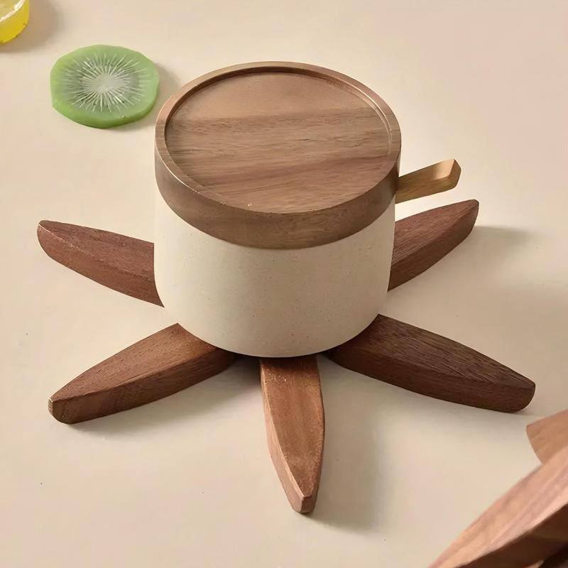 Wooden Leaves Design Coaster