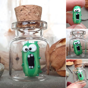 Miniature Glass Screaming Pickle in a Bottle