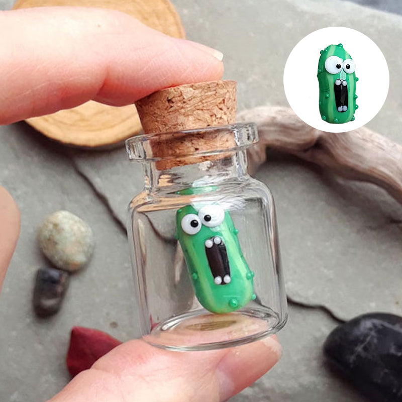 Miniature Glass Screaming Pickle in a Bottle