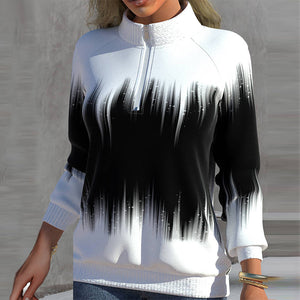 Long-sleeve Sweatshirt with Half Turtleneck