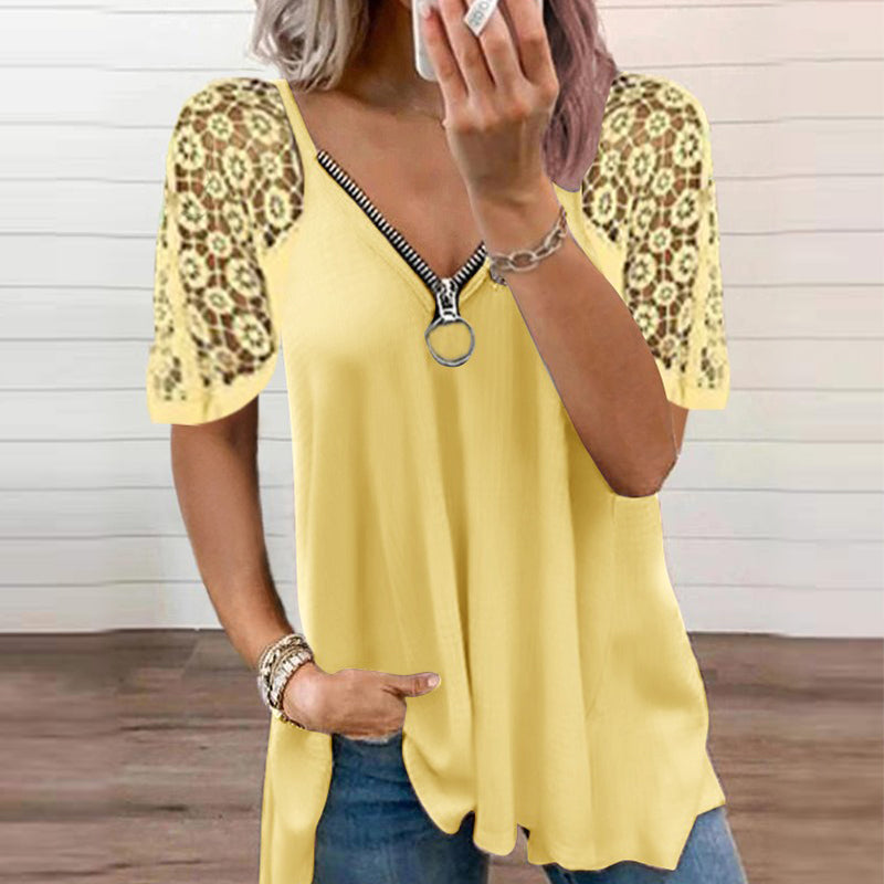 Lace Zip T-Shirt