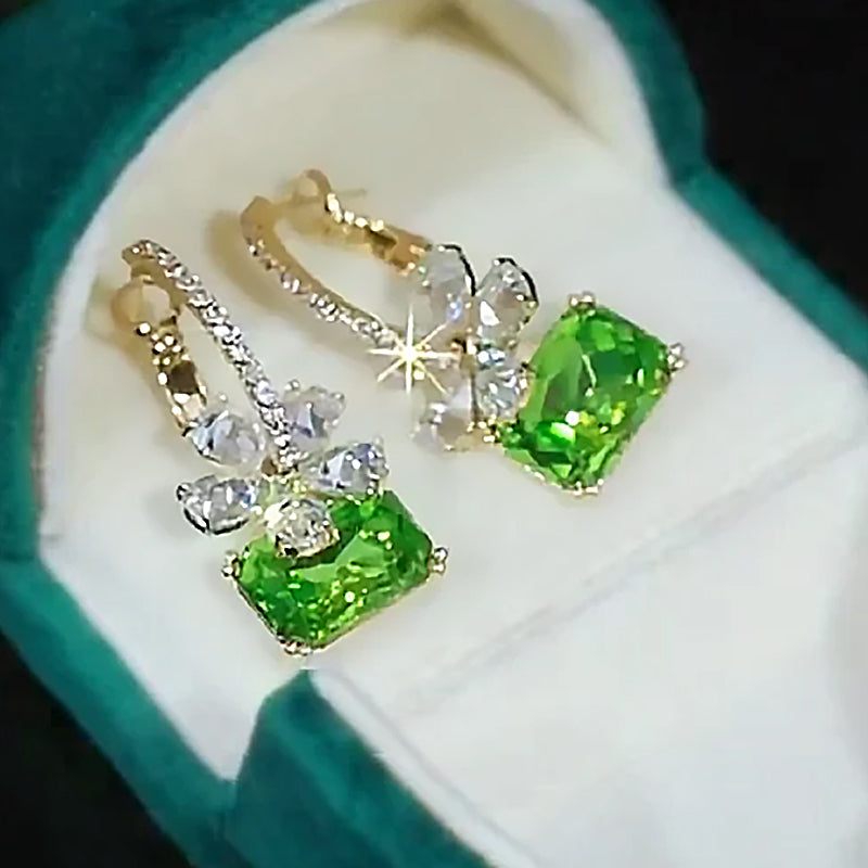 【✨Each Earring Is Only $7.49✨】Green Flower Crystal Earrings