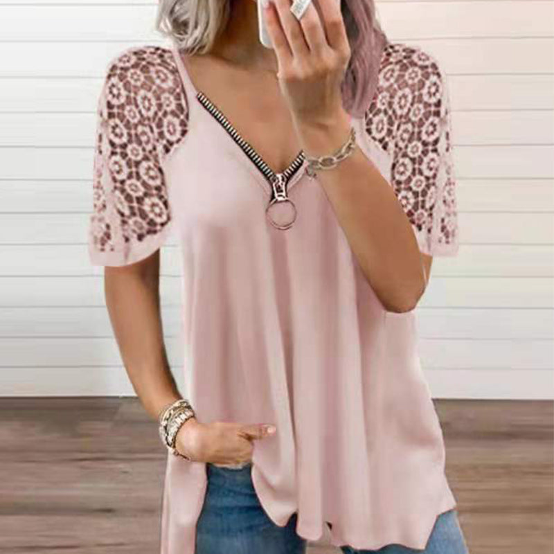 Lace Zip T-Shirt