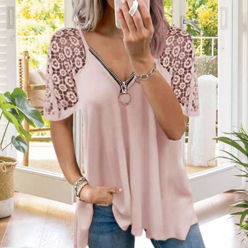 Lace Zip T-Shirt