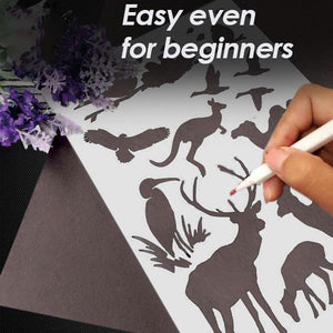 Fast Draw Stencil Art Templates( 12 Sheets/Set )