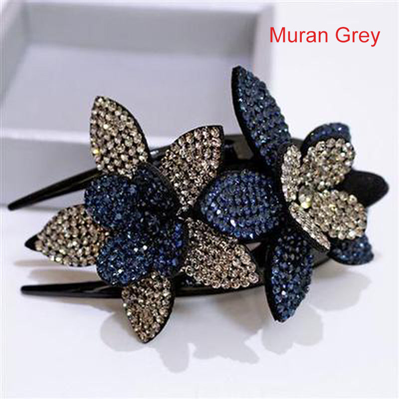 Rhinestone Double Flower Hair Clip