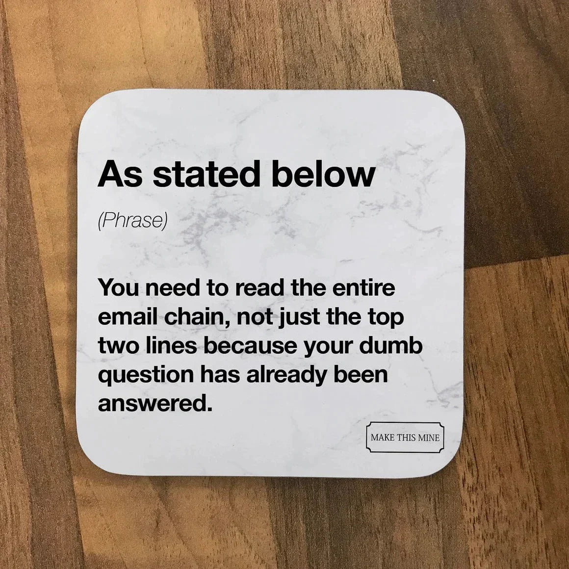 Funny Office Email Definitions Coasters - Set of 6