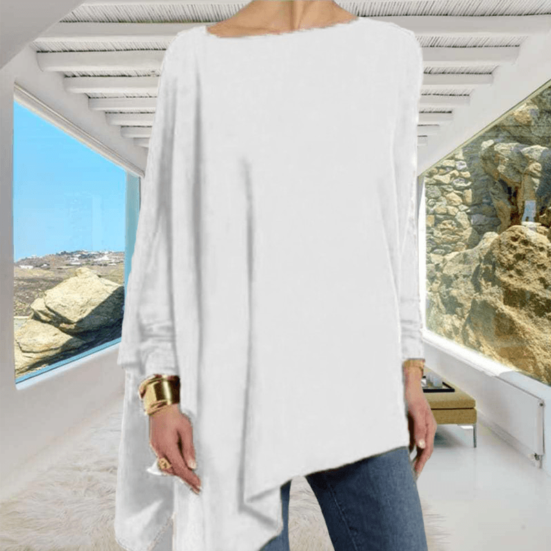 Women's Long-sleeved Solid Color Pullover T-shirt