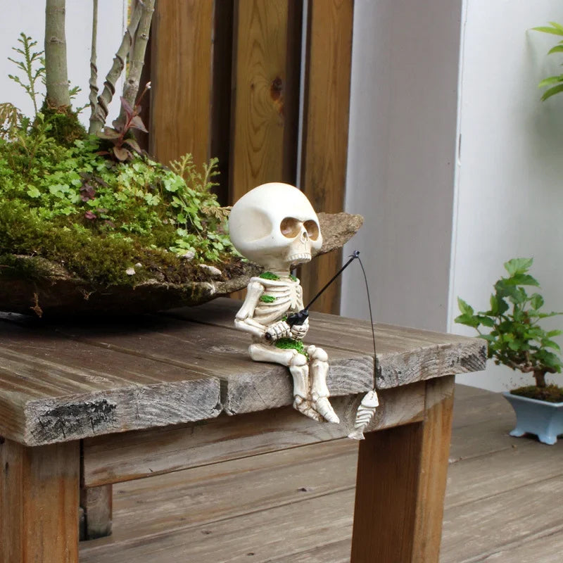 Fishing Skeleton Garden Accessory