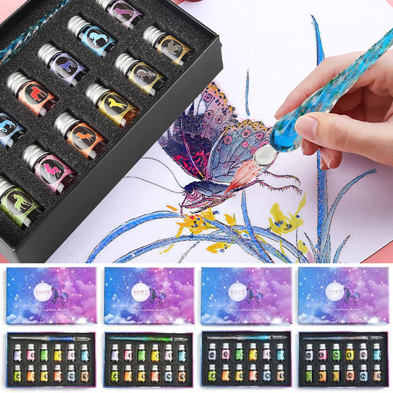 Calligraphy Glass Dip Pen Ink Set