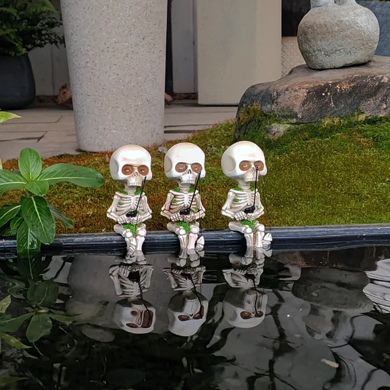 Fishing Skeleton Garden Accessory