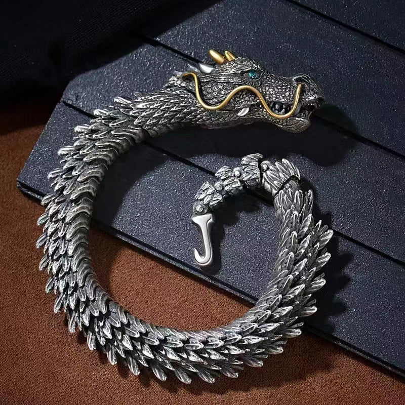 Silver Handmade Dragon Chain Bracelet