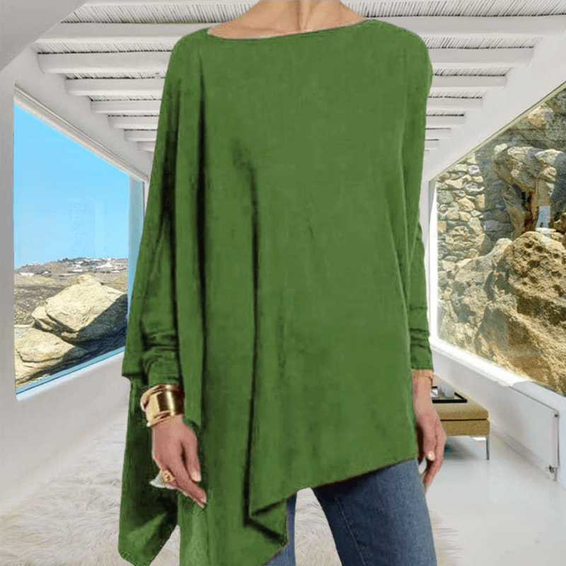 Women's Long-sleeved Solid Color Pullover T-shirt