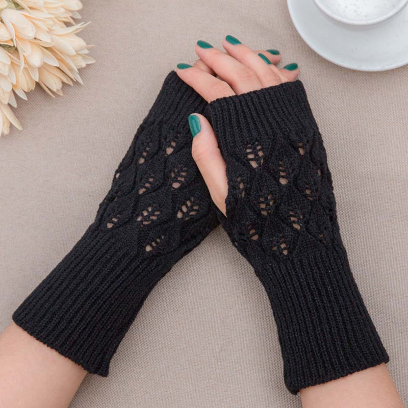 Warmers Knit Mittens Half Finger Gloves