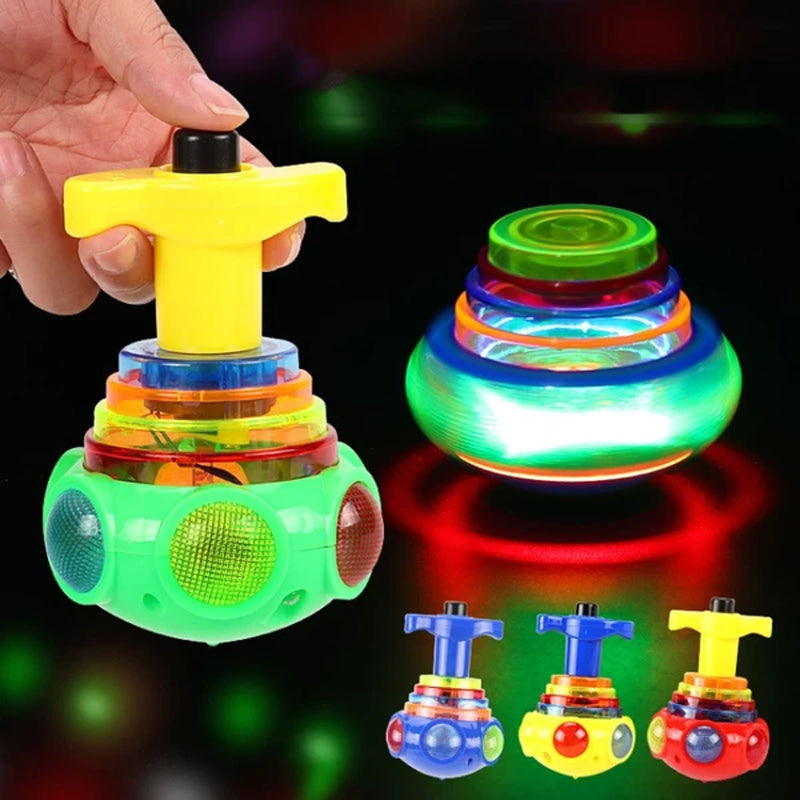 LED Light Up Flashing UFO Spinning Tops