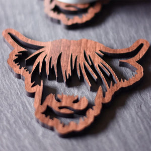 Wooden Highland Cow Coasters