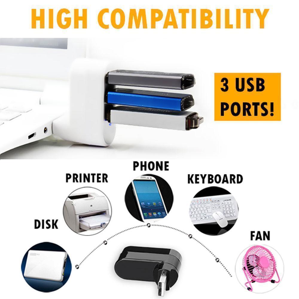 Mini Rotatable 3-Port USB Hub