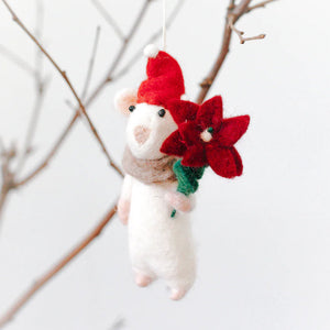 Flower Mouse Felt Ornament