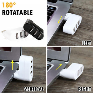 Mini Rotatable 3-Port USB Hub