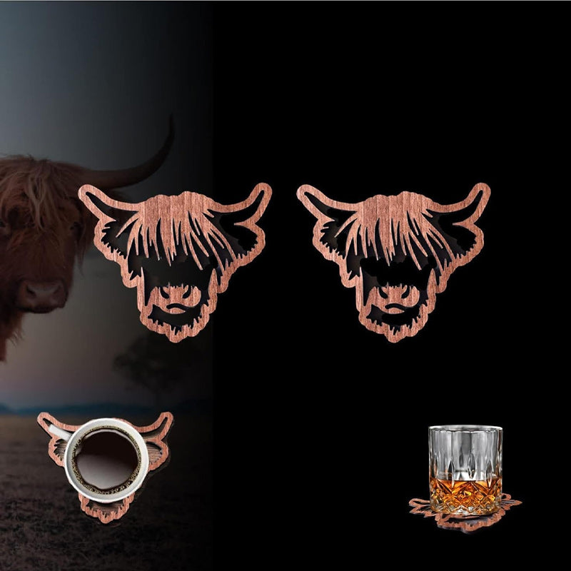 Wooden Highland Cow Coasters