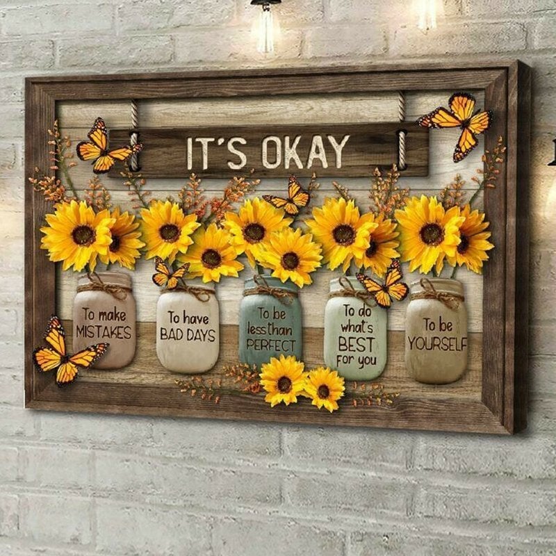 Butterfly Sunflowers Wall Art