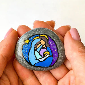 Nativity Scene Painted Rock