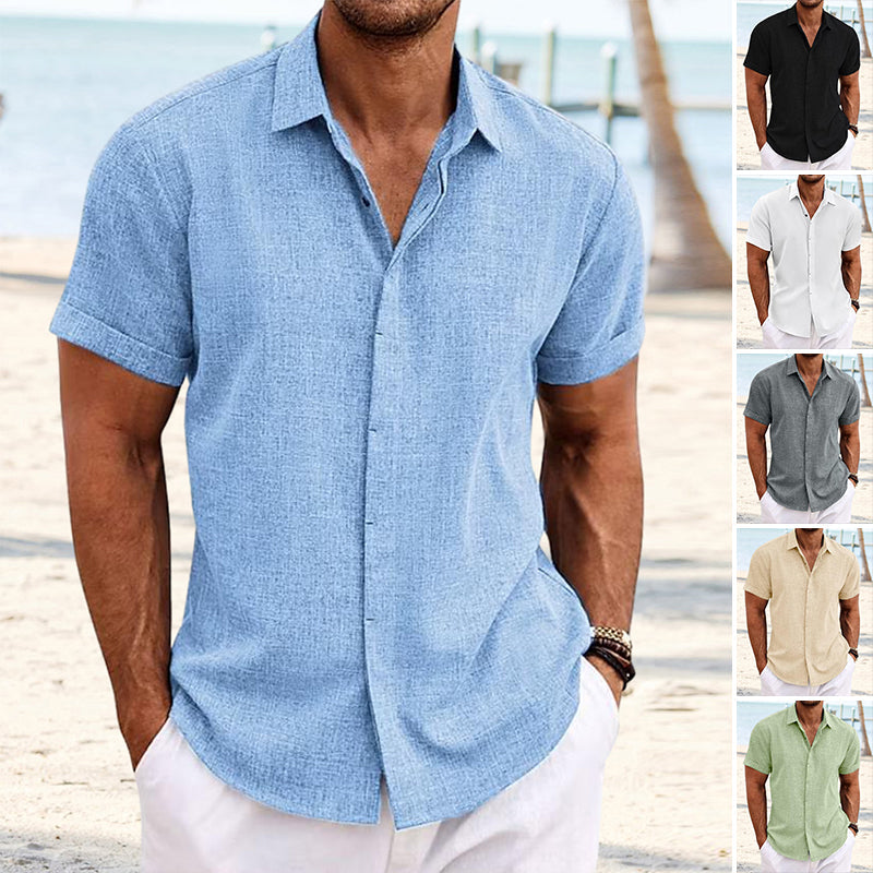 Men's Solid Color Casual Short Sleeve Shirt