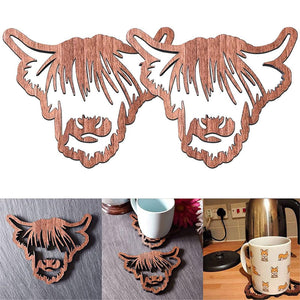 Wooden Highland Cow Coasters