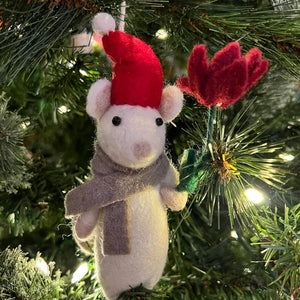 Flower Mouse Felt Ornament