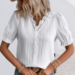 🔥49%OFF🔥V Neck Plain Lace Elegant Shirt