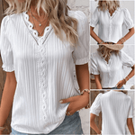 🔥49%OFF🔥V Neck Plain Lace Elegant Shirt