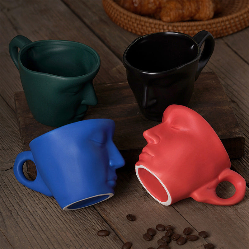 Metal touching face creative ceramic kiss Coffee cup