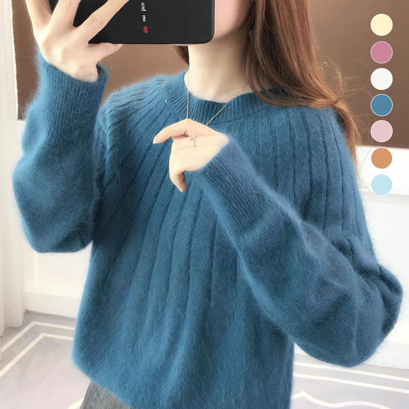 Solid Color Fluffy Knitting Sweater