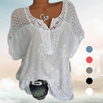 Women's Lace Embroidered Short-sleeved Bat Shirt