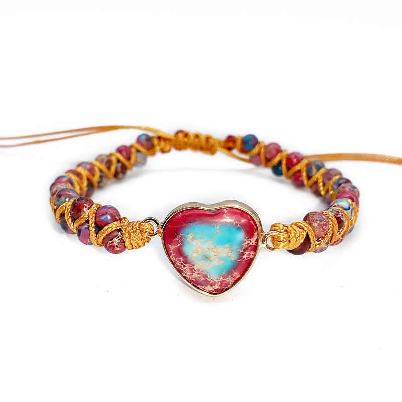 Natural Stone Heart Charm Bracelet