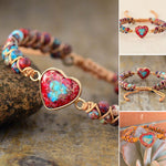 Natural Stone Heart Charm Bracelet