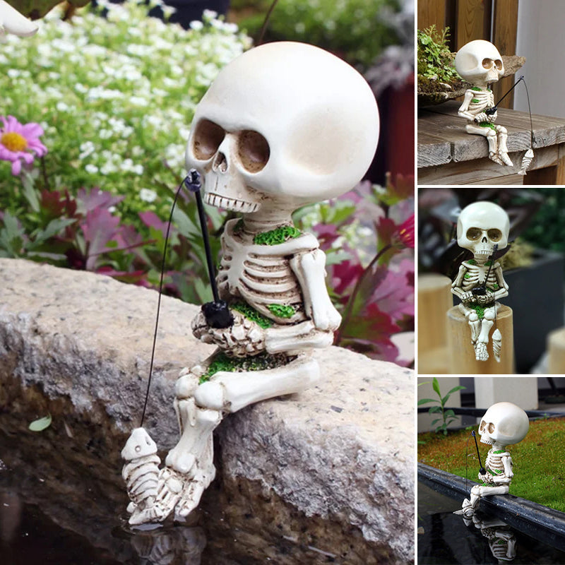 Fishing Skeleton Garden Accessory