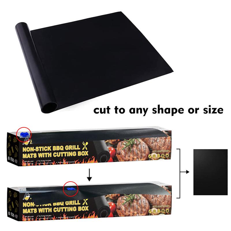 Non-Stick BBQ Grill Mats  with cutting box