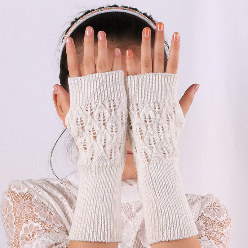 Warmers Knit Mittens Half Finger Gloves