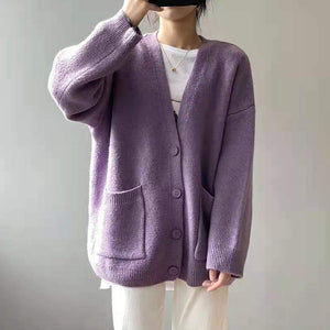 Slouchy Knitted Cardigan With Pockets